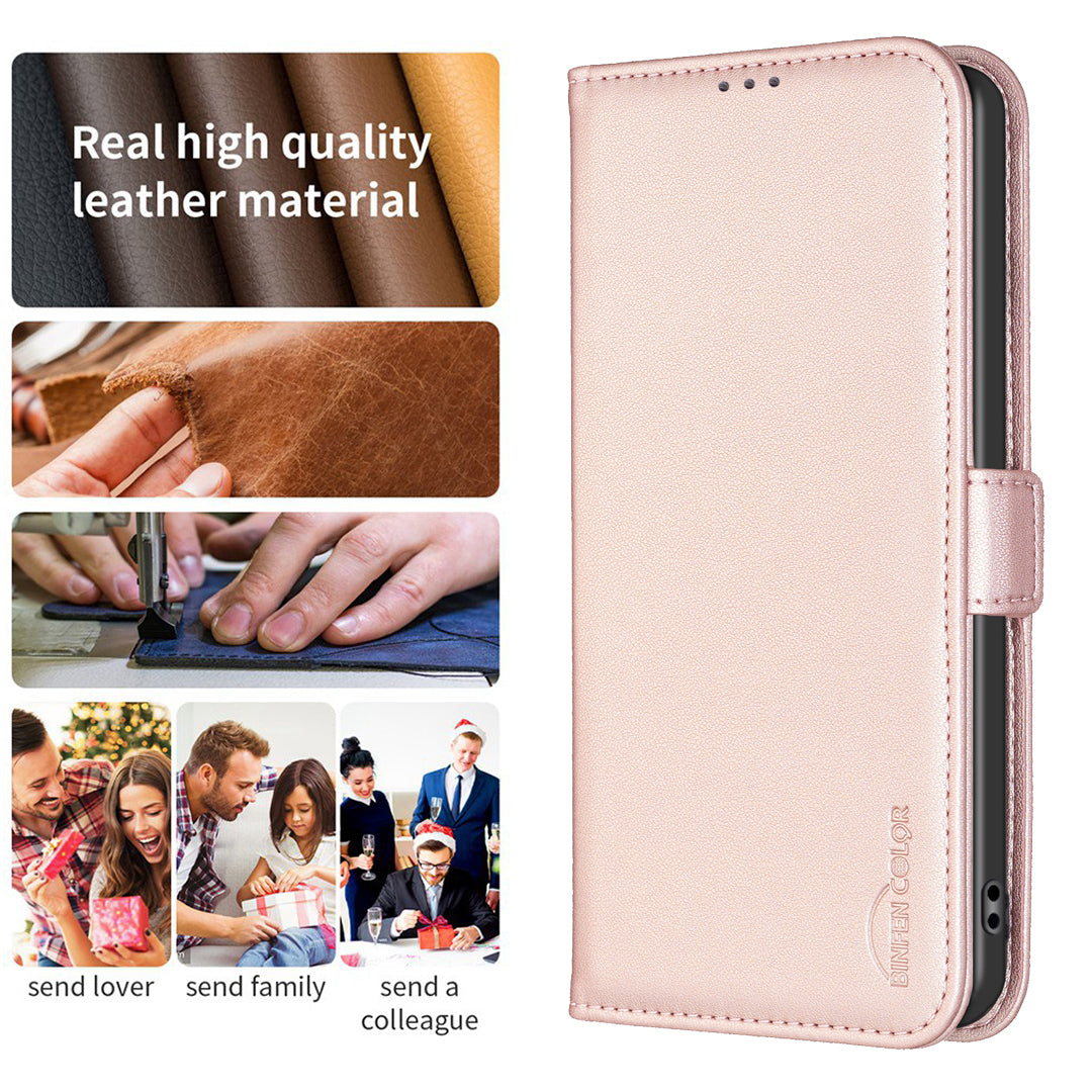 For Xiaomi Poco M8 Pro 5G / Redmi Note 15 Pro+ 5G (Global) Case BINFEN COLOR BF31  PU Leather Flip Folio Phone Wallet Cover - Pink