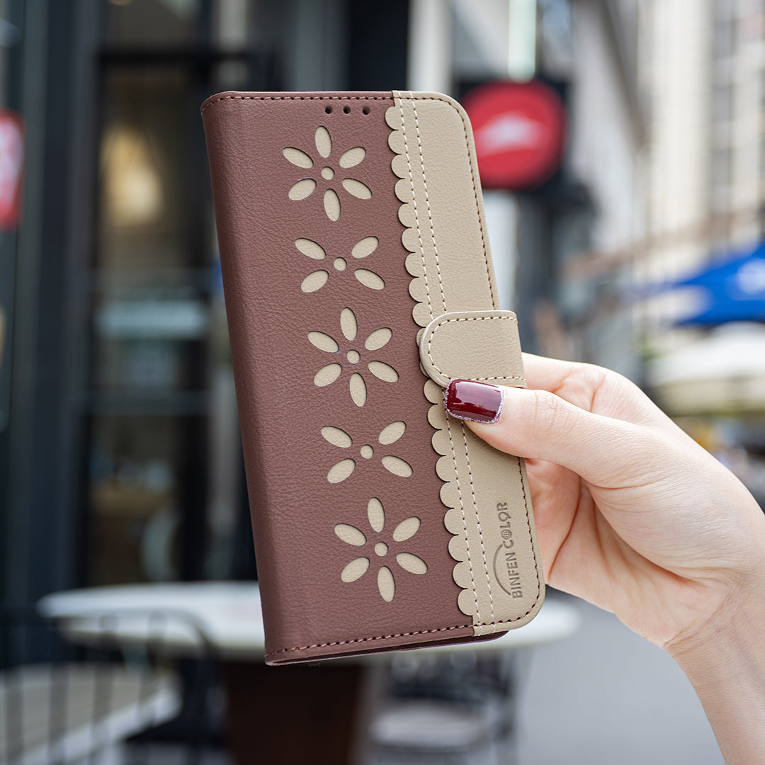 For Xiaomi Redmi Note 15 Pro 5G (Global) Leather Case BINFEN COLOR BF36 Floral Pattern Phone Cover RFID Blocking Wallet Stand - Brown