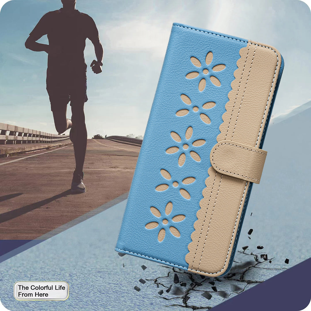 For Xiaomi Poco M8 Pro 5G / Redmi Note 15 Pro+ 5G (Global) Leather Case BINFEN COLOR BF36 Floral Pattern Phone Cover RFID Blocking Wallet Stand - Baby Blue