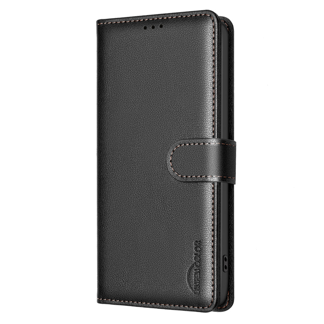 For Xiaomi Poco M8 Pro 5G / Redmi Note 15 Pro+ 5G (Global) Leather Case BINFEN COLOR BF32 Wallet RFID Blocking Phone Cover - Black