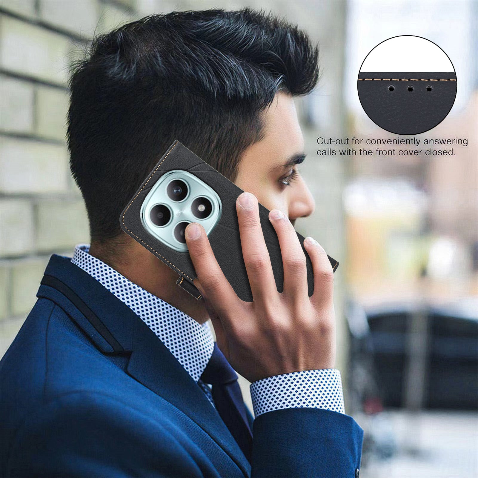 For Xiaomi Redmi Note 15 Pro 5G (Global) Case BINFEN COLOR BF35 Geometry Imprinted Leather Phone Cover RFID Blocking Wallet Stand - Black