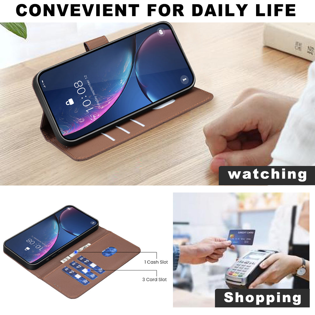 For Xiaomi Poco M8 Pro 5G / Redmi Note 15 Pro+ 5G (Global) Case BINFEN COLOR BF35 Geometry Imprinted Leather Phone Cover RFID Blocking Wallet Stand - Brown