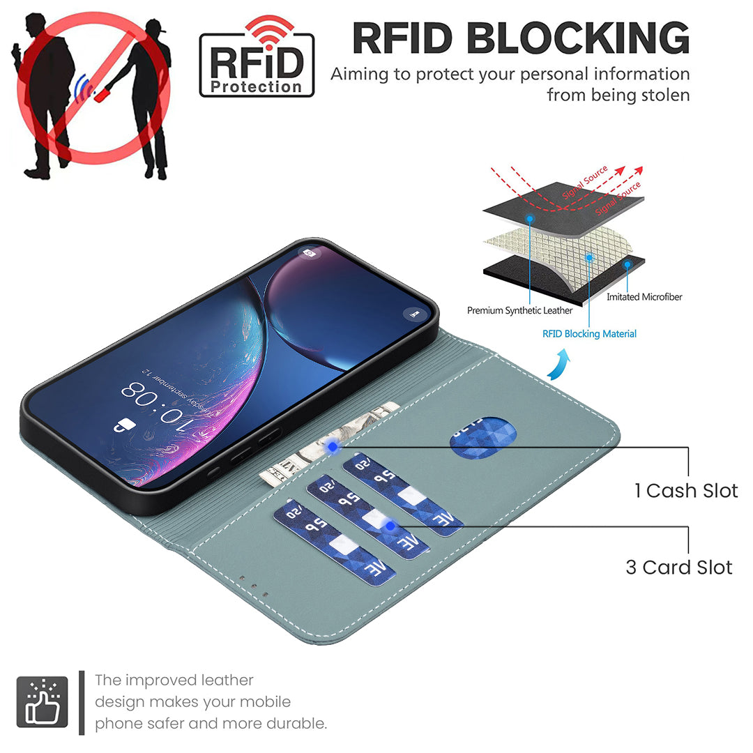 For Xiaomi Poco M8 Pro 5G / Redmi Note 15 Pro+ 5G (Global) Case BINFEN COLOR BF35 Geometry Imprinted Leather Phone Cover RFID Blocking Wallet Stand - Green