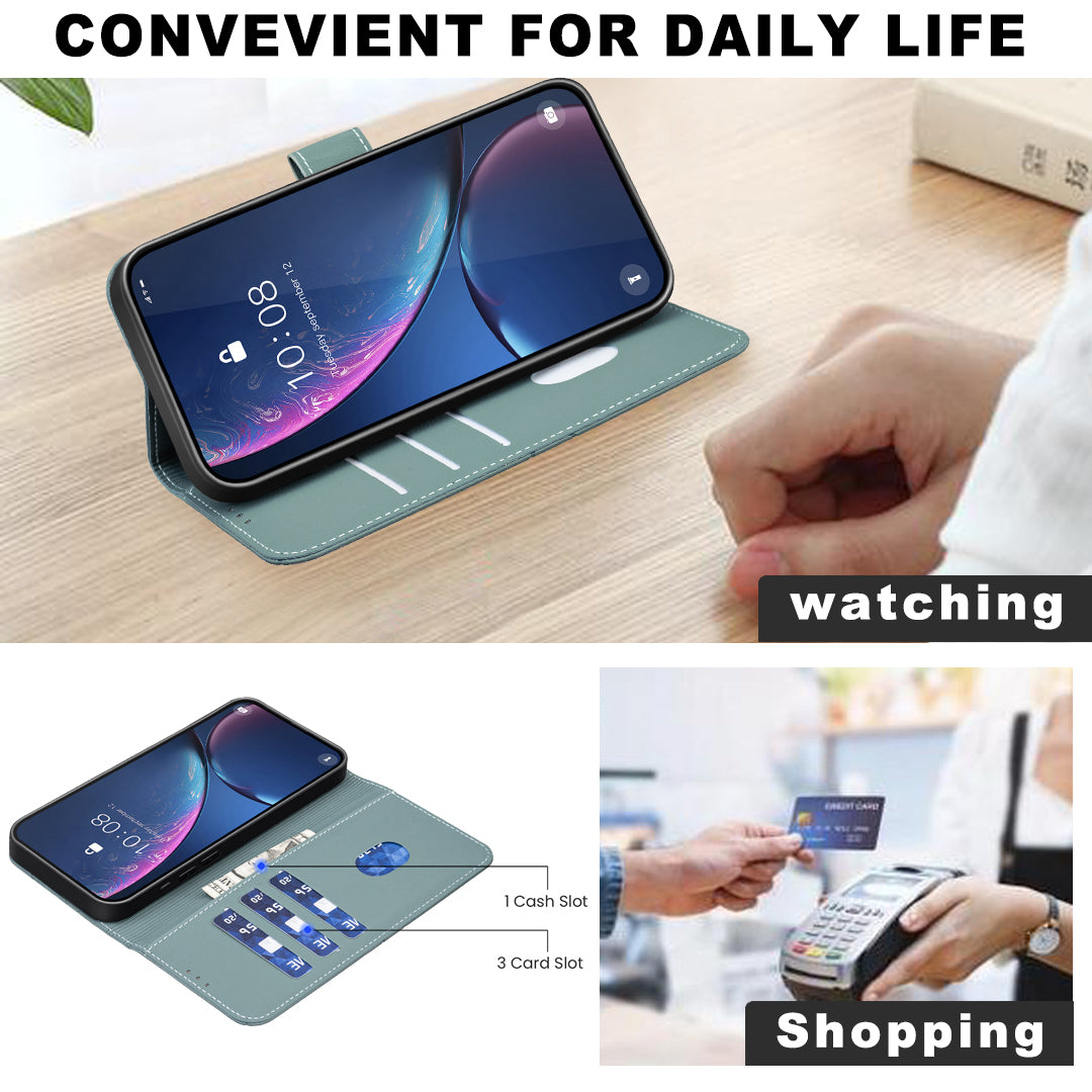 For Xiaomi Poco M8 Pro 5G / Redmi Note 15 Pro+ 5G (Global) Case BINFEN COLOR BF35 Geometry Imprinted Leather Phone Cover RFID Blocking Wallet Stand - Green