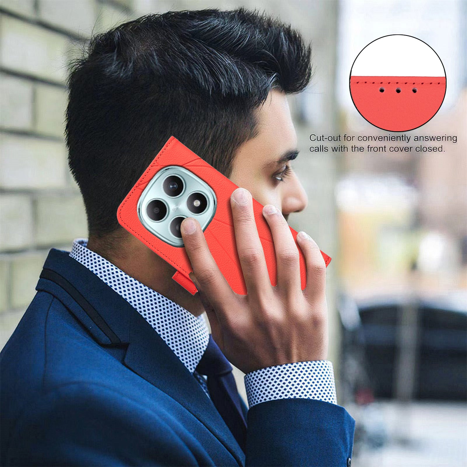 For Xiaomi Poco M8 Pro 5G / Redmi Note 15 Pro+ 5G (Global) Case BINFEN COLOR BF35 Geometry Imprinted Leather Phone Cover RFID Blocking Wallet Stand - Red