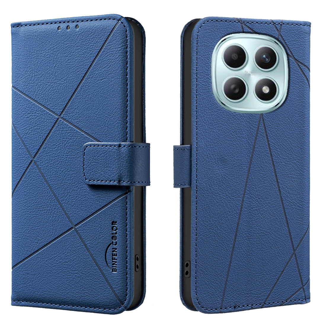 For Xiaomi Poco M8 Pro 5G / Redmi Note 15 Pro+ 5G (Global) Case BINFEN COLOR BF35 Geometry Imprinted Leather Phone Cover RFID Blocking Wallet Stand - Blue