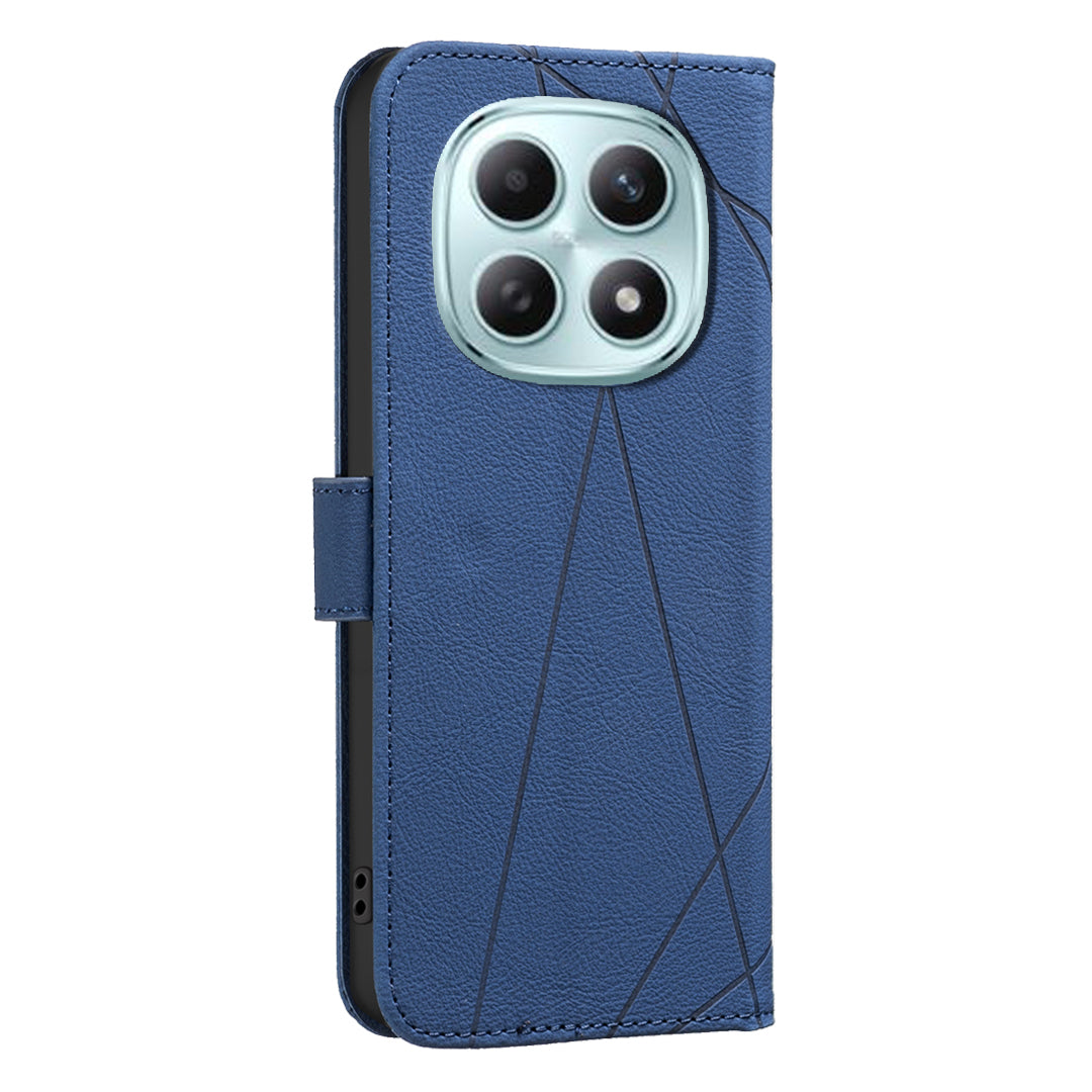 For Xiaomi Poco M8 Pro 5G / Redmi Note 15 Pro+ 5G (Global) Case BINFEN COLOR BF35 Geometry Imprinted Leather Phone Cover RFID Blocking Wallet Stand - Blue