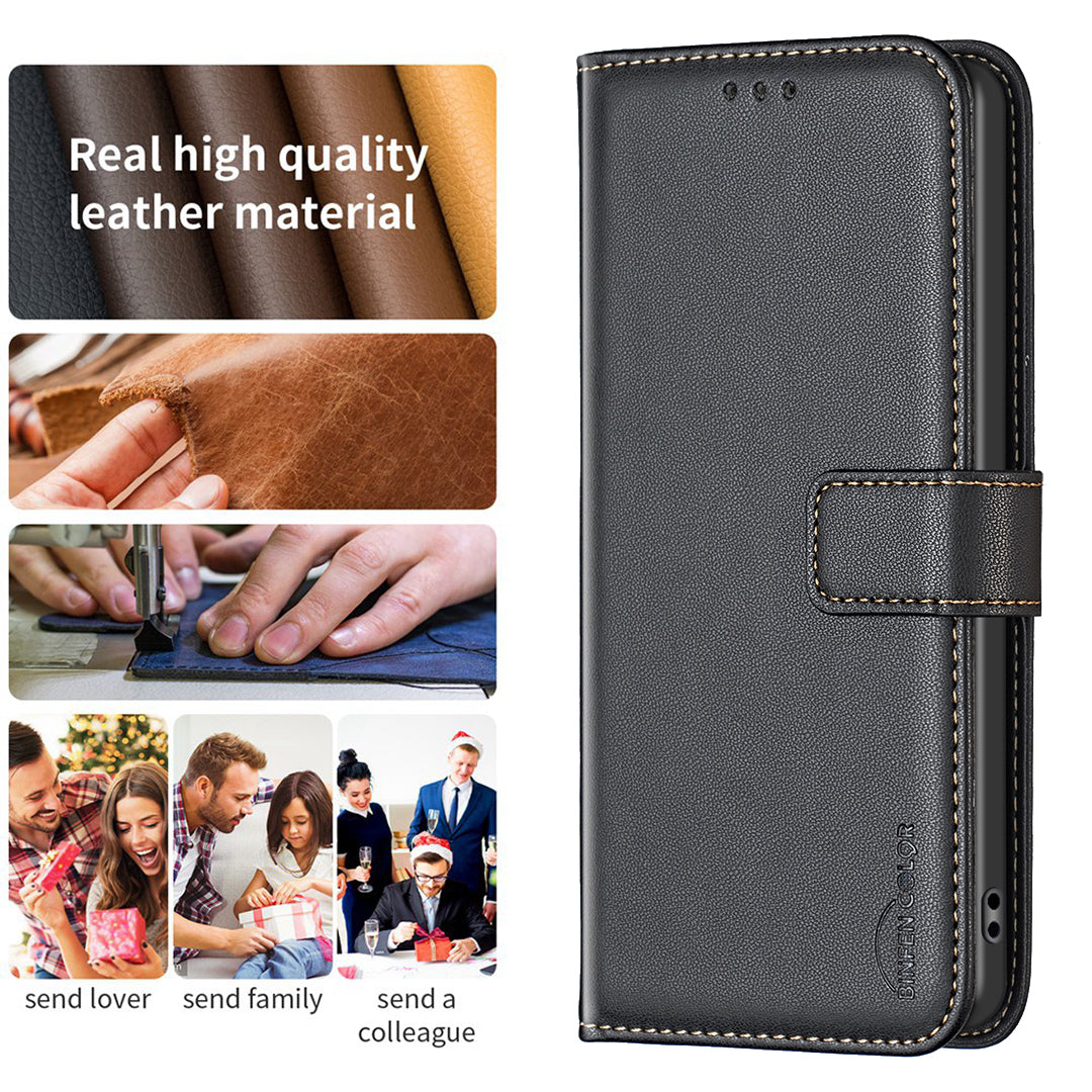 For Xiaomi Redmi Note 15 Pro 5G (Global) Phone Case BINFEN COLOR BF17 Wallet Folio Flip Leather Cover - Black