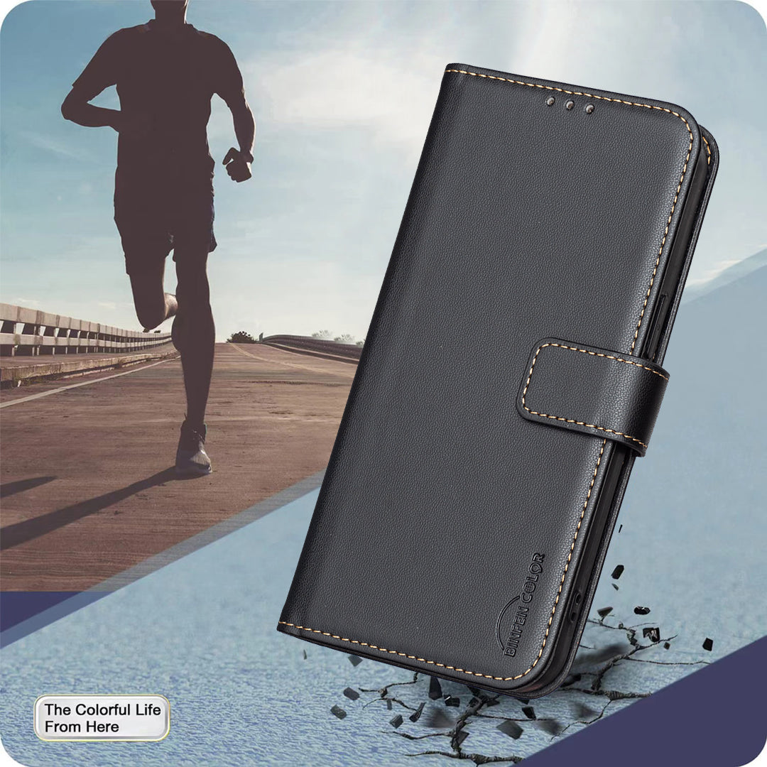 For Xiaomi Redmi Note 15 Pro 5G (Global) Phone Case BINFEN COLOR BF17 Wallet Folio Flip Leather Cover - Black