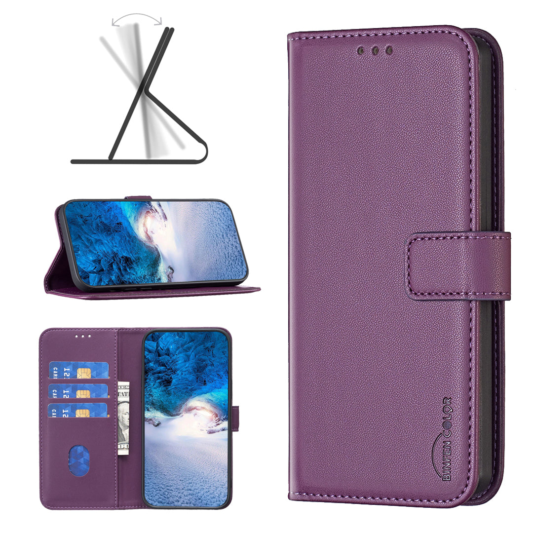 For Xiaomi Poco M8 Pro 5G / Redmi Note 15 Pro+ 5G (Global) Phone Case BINFEN COLOR BF17 Wallet Folio Flip Leather Cover - Dark Purple