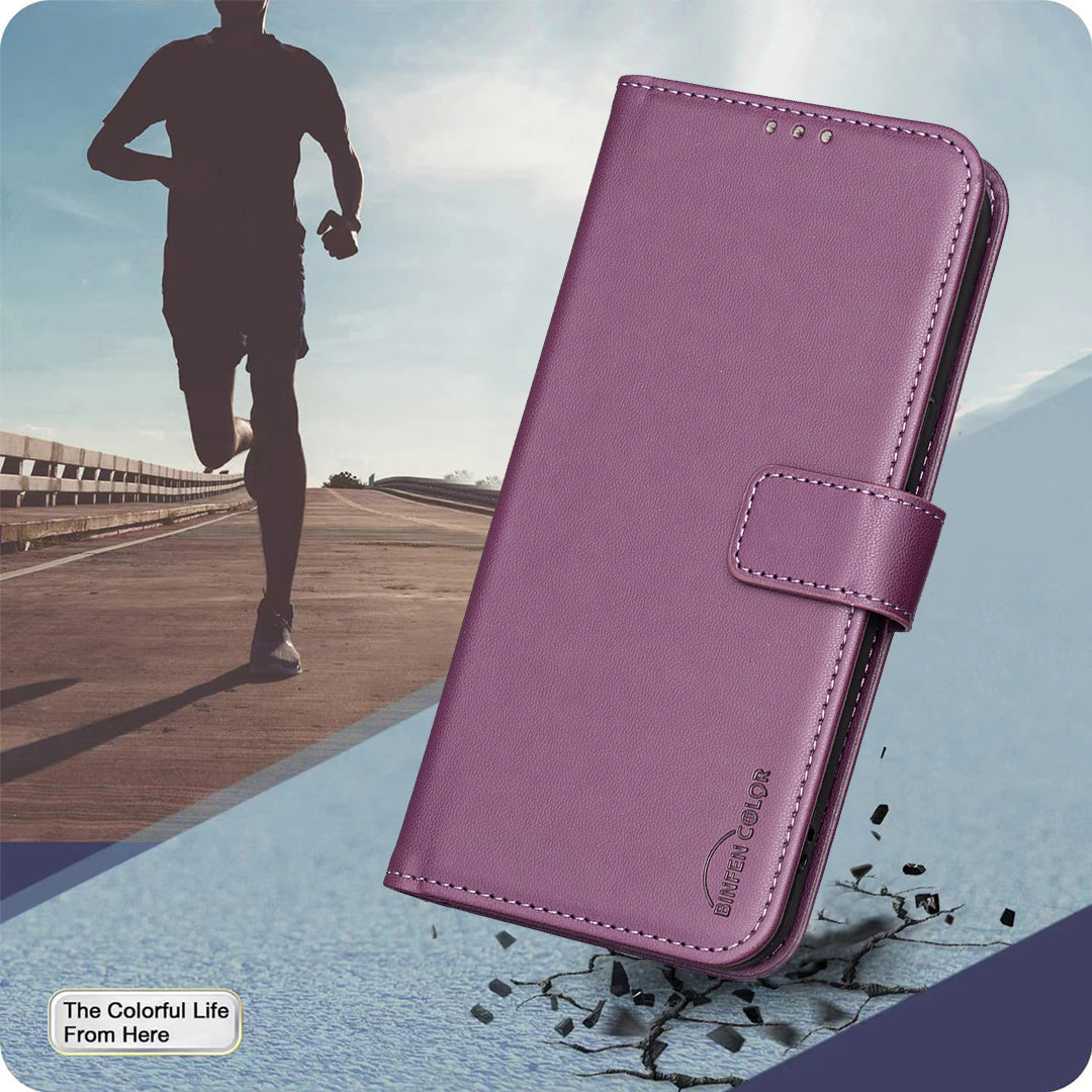 For Xiaomi Poco M8 Pro 5G / Redmi Note 15 Pro+ 5G (Global) Phone Case BINFEN COLOR BF17 Wallet Folio Flip Leather Cover - Dark Purple