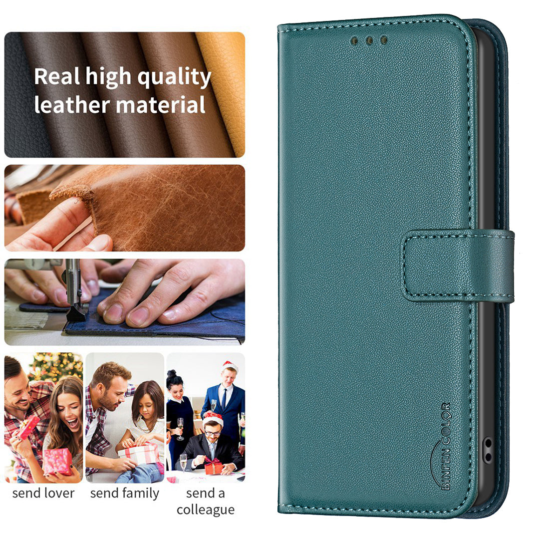 For Xiaomi Poco M8 Pro 5G / Redmi Note 15 Pro+ 5G (Global) Phone Case BINFEN COLOR BF17 Wallet Folio Flip Leather Cover - Green