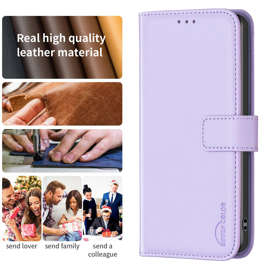 For Xiaomi Poco M8 Pro 5G / Redmi Note 15 Pro+ 5G (Global) Phone Case BINFEN COLOR BF17 Wallet Folio Flip Leather Cover - Purple