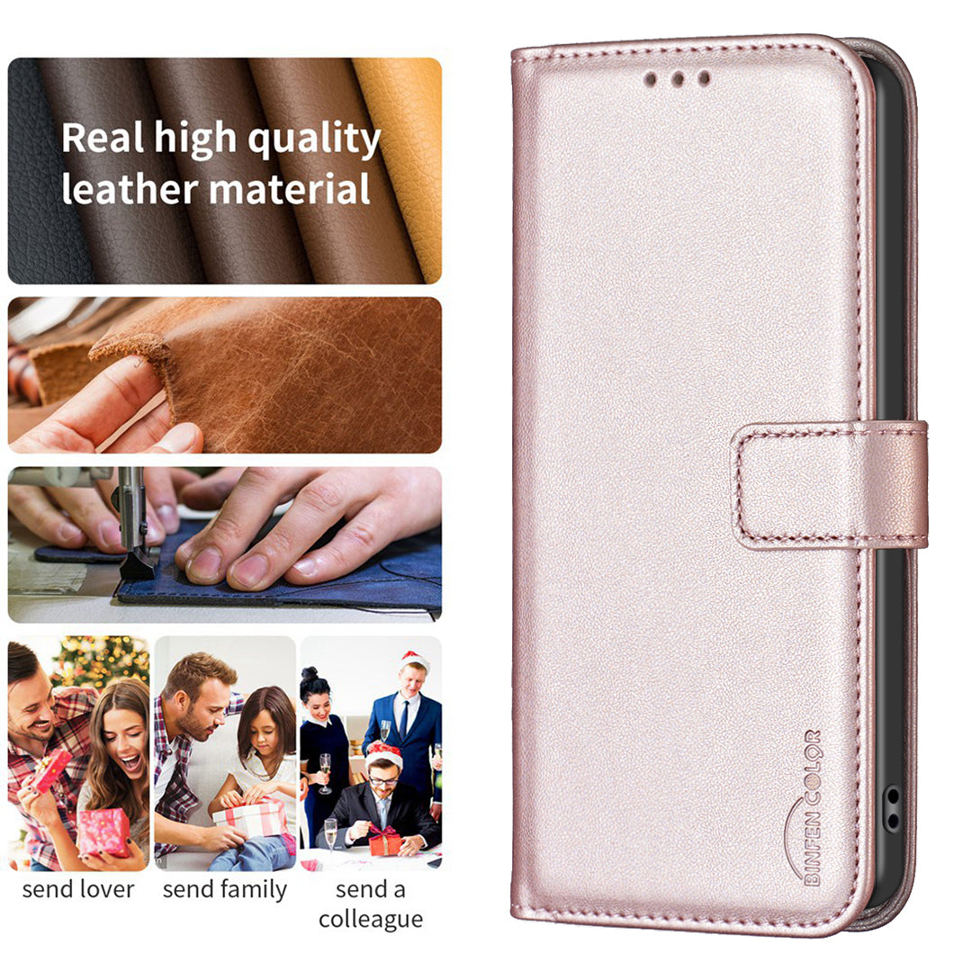 For Xiaomi Poco M8 Pro 5G / Redmi Note 15 Pro+ 5G (Global) Phone Case BINFEN COLOR BF17 Wallet Folio Flip Leather Cover - Rose Gold