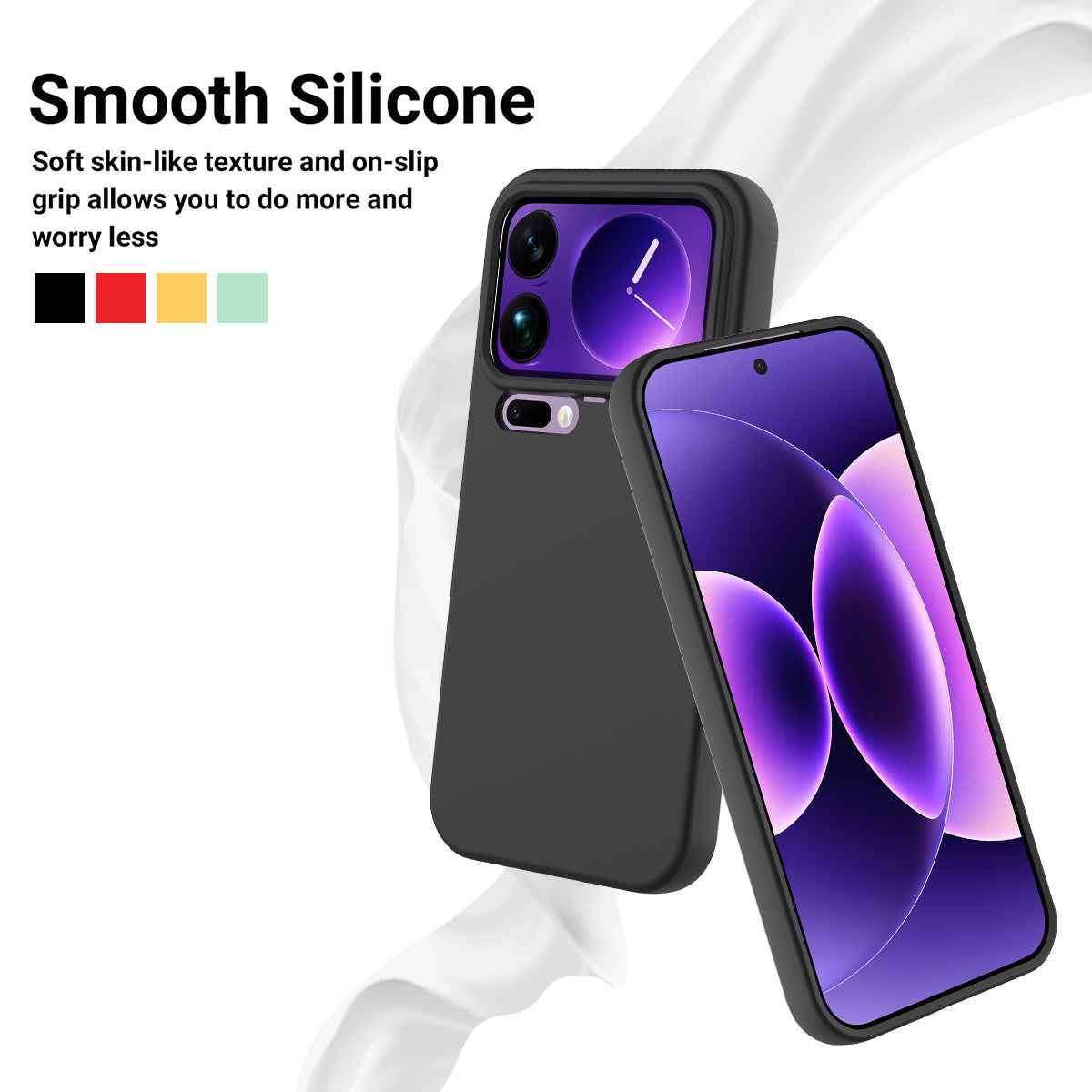For Xiaomi 17 Pro Liquid Silicone Case Phone Back Cover with Hand Strap - Black