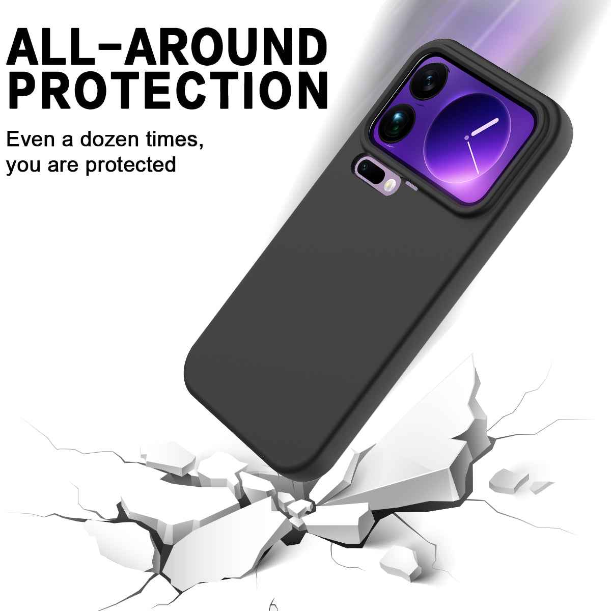 For Xiaomi 17 Pro Liquid Silicone Case Phone Back Cover with Hand Strap - Black