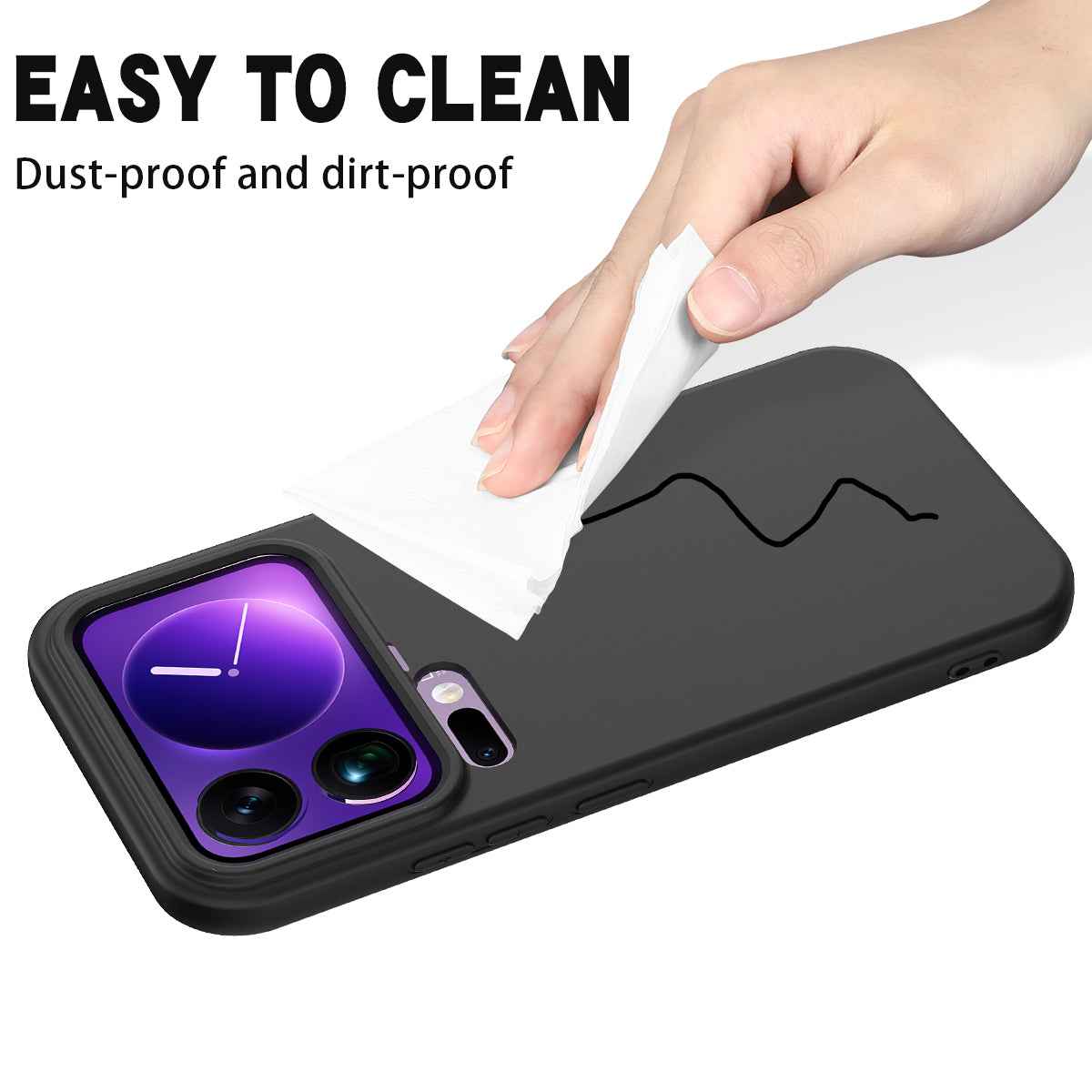For Xiaomi 17 Pro Liquid Silicone Case Phone Back Cover with Hand Strap - Black