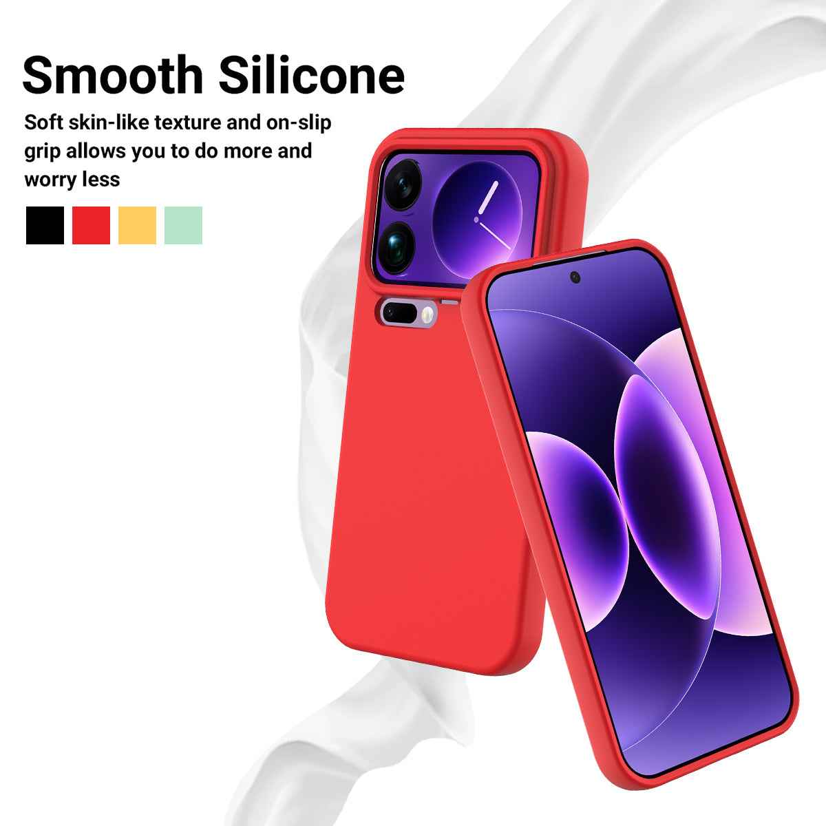 For Xiaomi 17 Pro Liquid Silicone Case Phone Back Cover with Hand Strap - Red