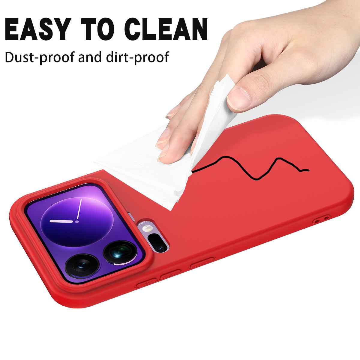For Xiaomi 17 Pro Liquid Silicone Case Phone Back Cover with Hand Strap - Red