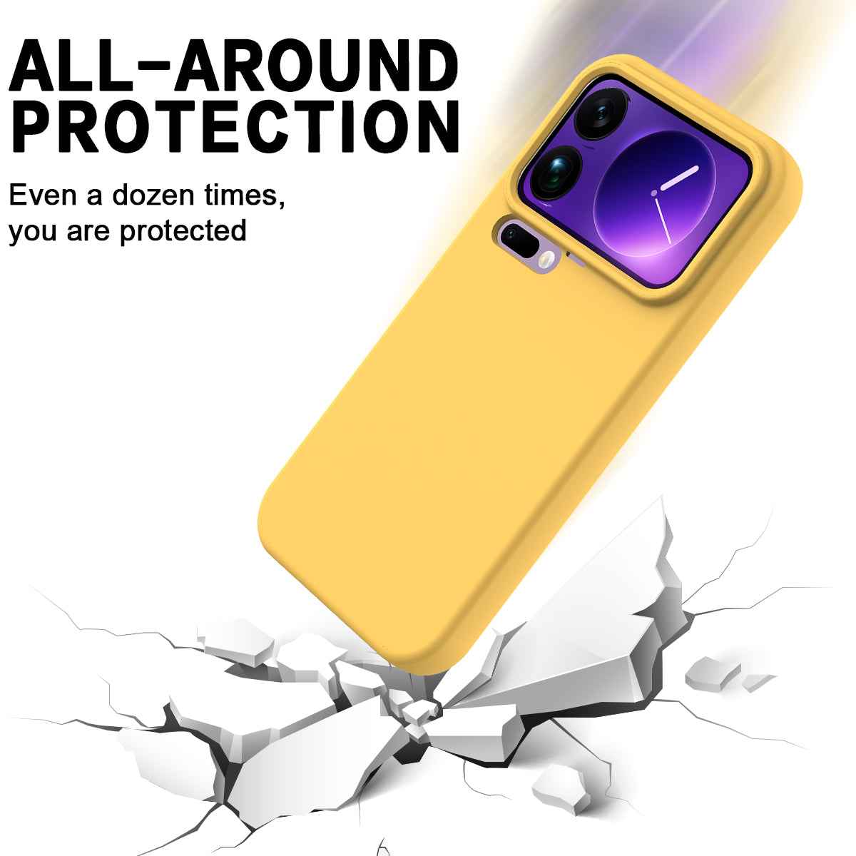 For Xiaomi 17 Pro Liquid Silicone Case Phone Back Cover with Hand Strap - Yellow