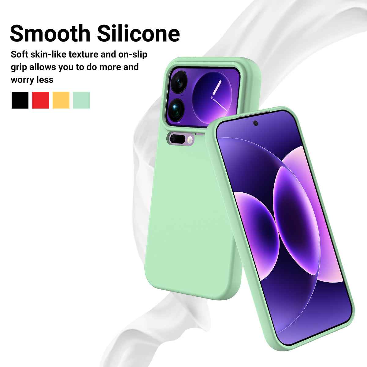 For Xiaomi 17 Pro Liquid Silicone Case Phone Back Cover with Hand Strap - Green