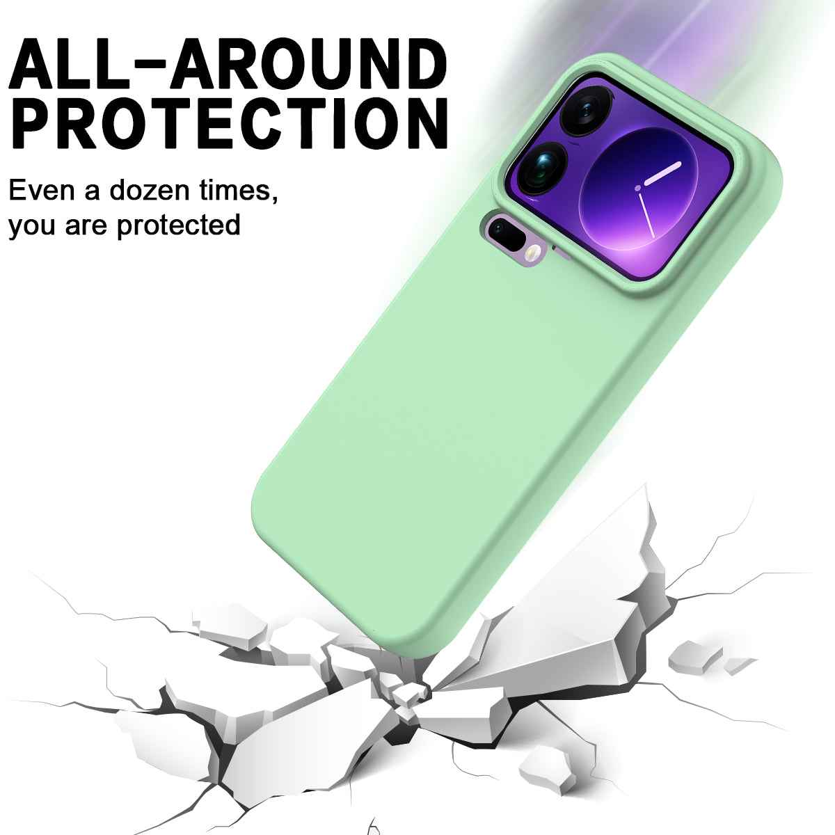 For Xiaomi 17 Pro Liquid Silicone Case Phone Back Cover with Hand Strap - Green