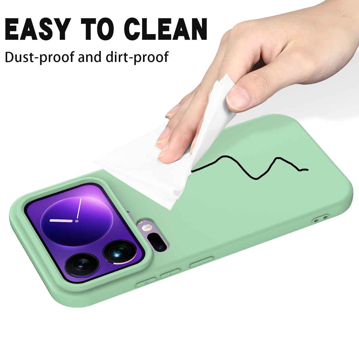 For Xiaomi 17 Pro Liquid Silicone Case Phone Back Cover with Hand Strap - Green