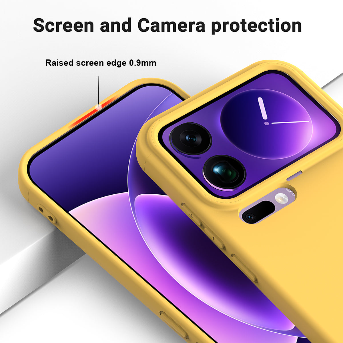 For Xiaomi 17 Pro Max Liquid Silicone Case Phone Back Cover with Hand Strap - Yellow