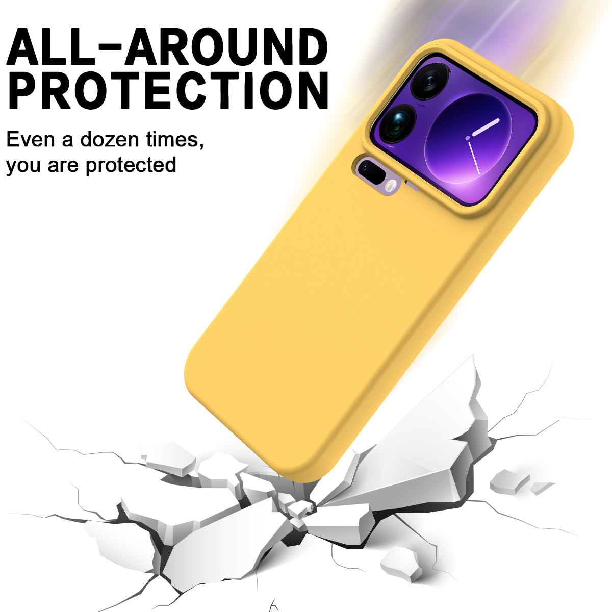 For Xiaomi 17 Pro Max Liquid Silicone Case Phone Back Cover with Hand Strap - Yellow