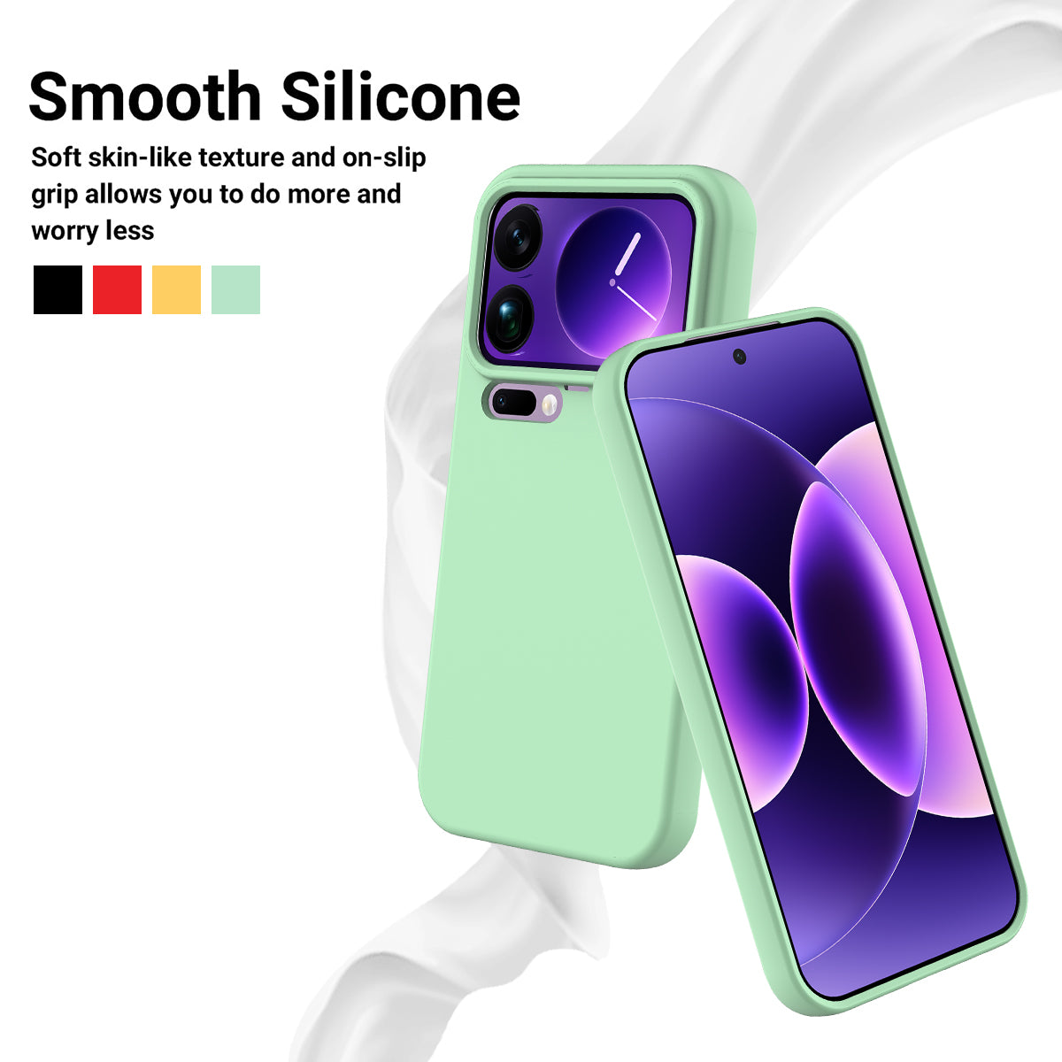 For Xiaomi 17 Pro Max Liquid Silicone Case Phone Back Cover with Hand Strap - Green