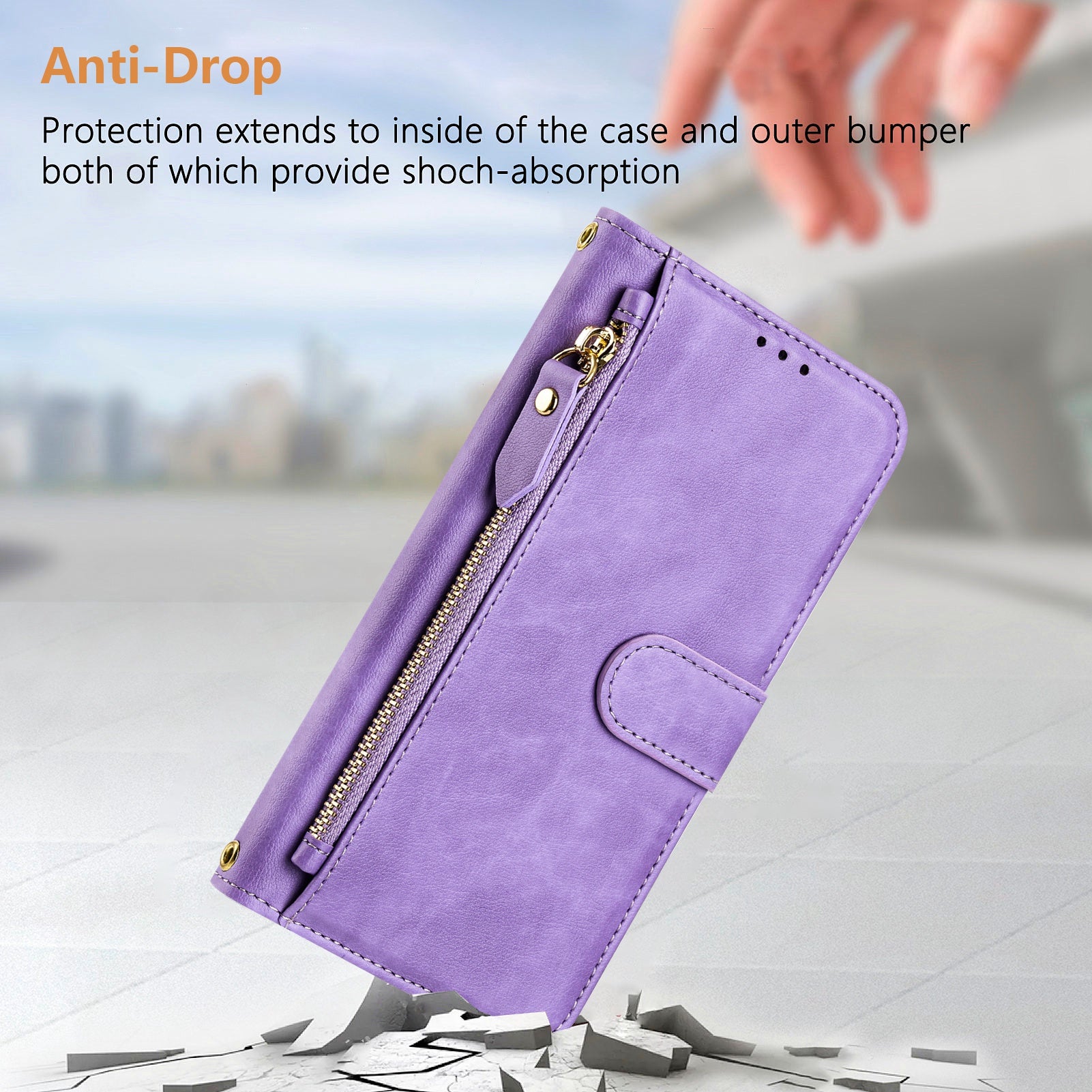 For Motorola Edge 70 5G Case Zipper Pocket Multiple Card Slots Leather Phone Cover - Purple