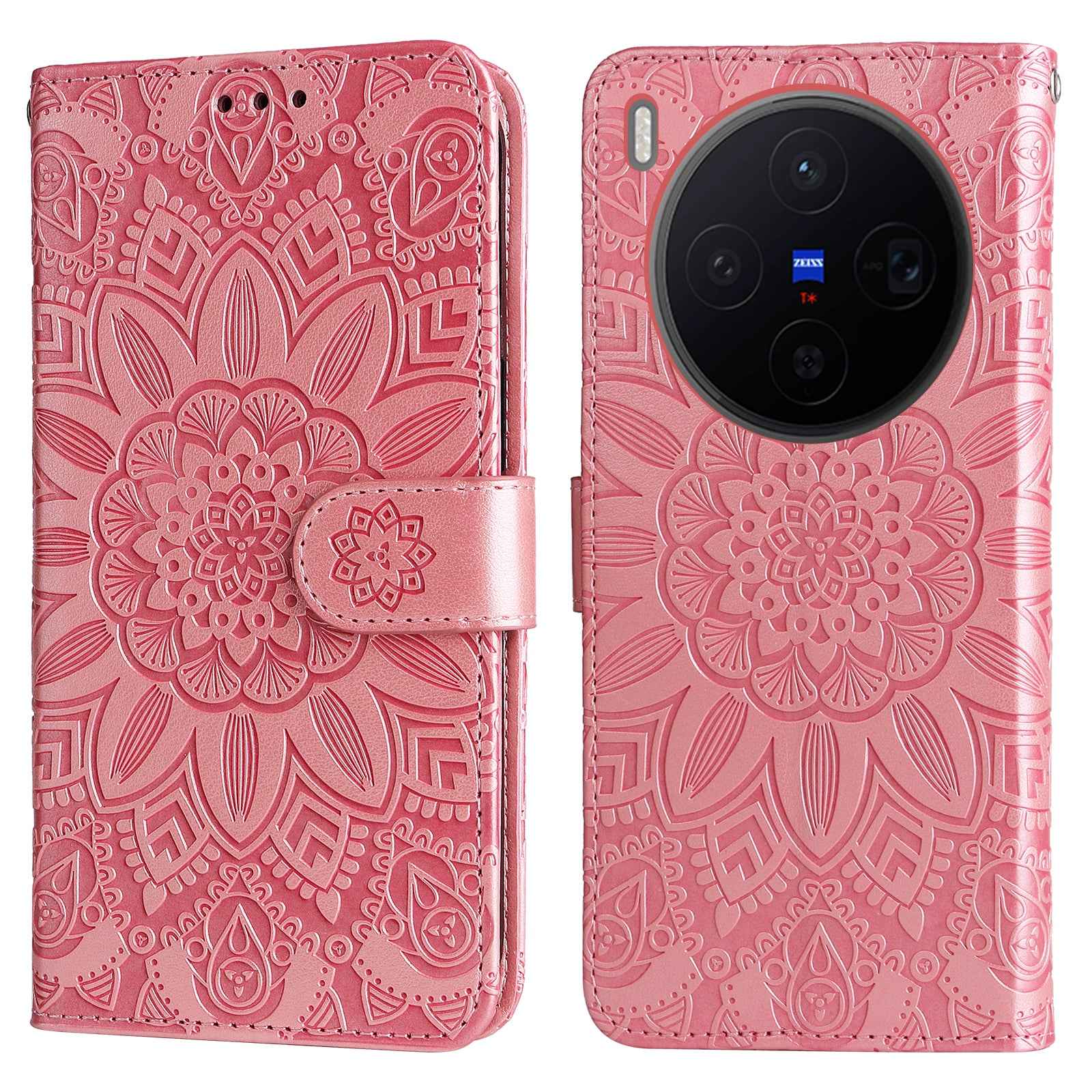 For vivo X300 5G Case Sunflower Imprint Leather Wallet Phone Cover - Pink
