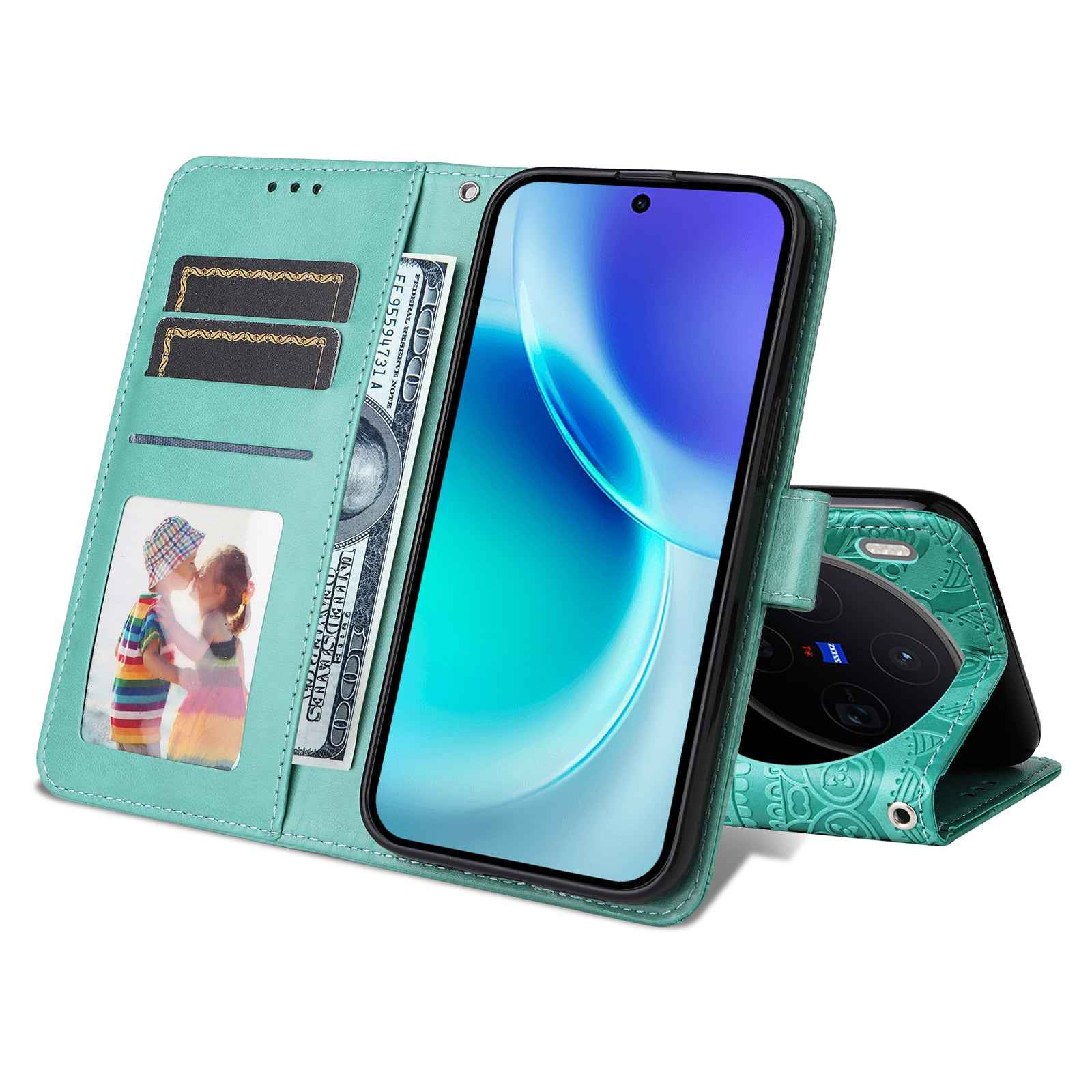 For vivo X300 5G Case Sunflower Imprint Leather Wallet Phone Cover - Green