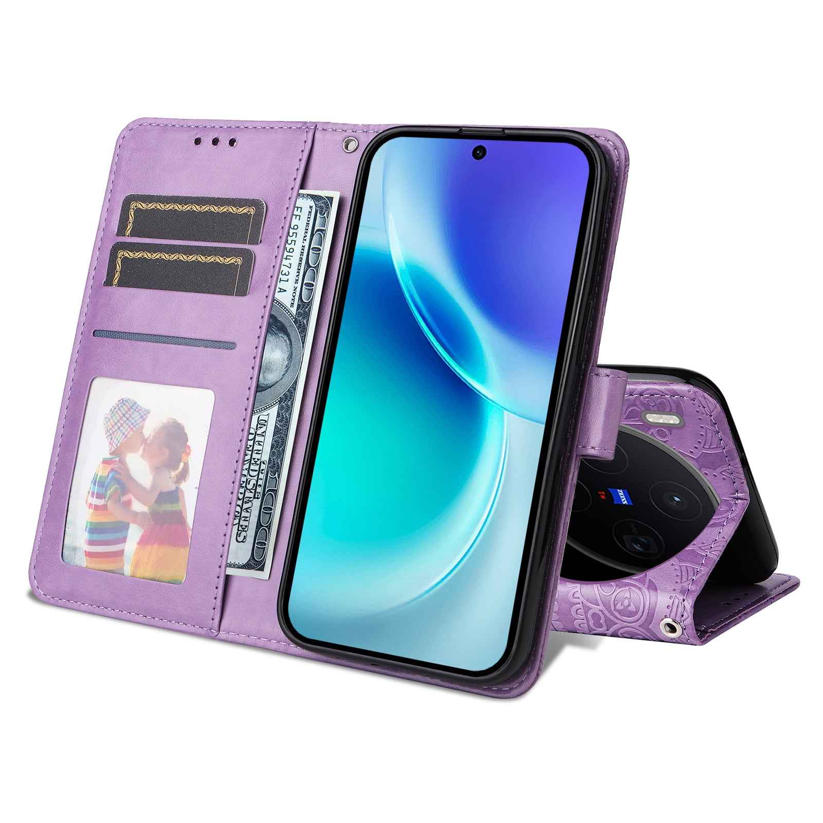 For vivo X300 5G Case Sunflower Imprint Leather Wallet Phone Cover - Purple