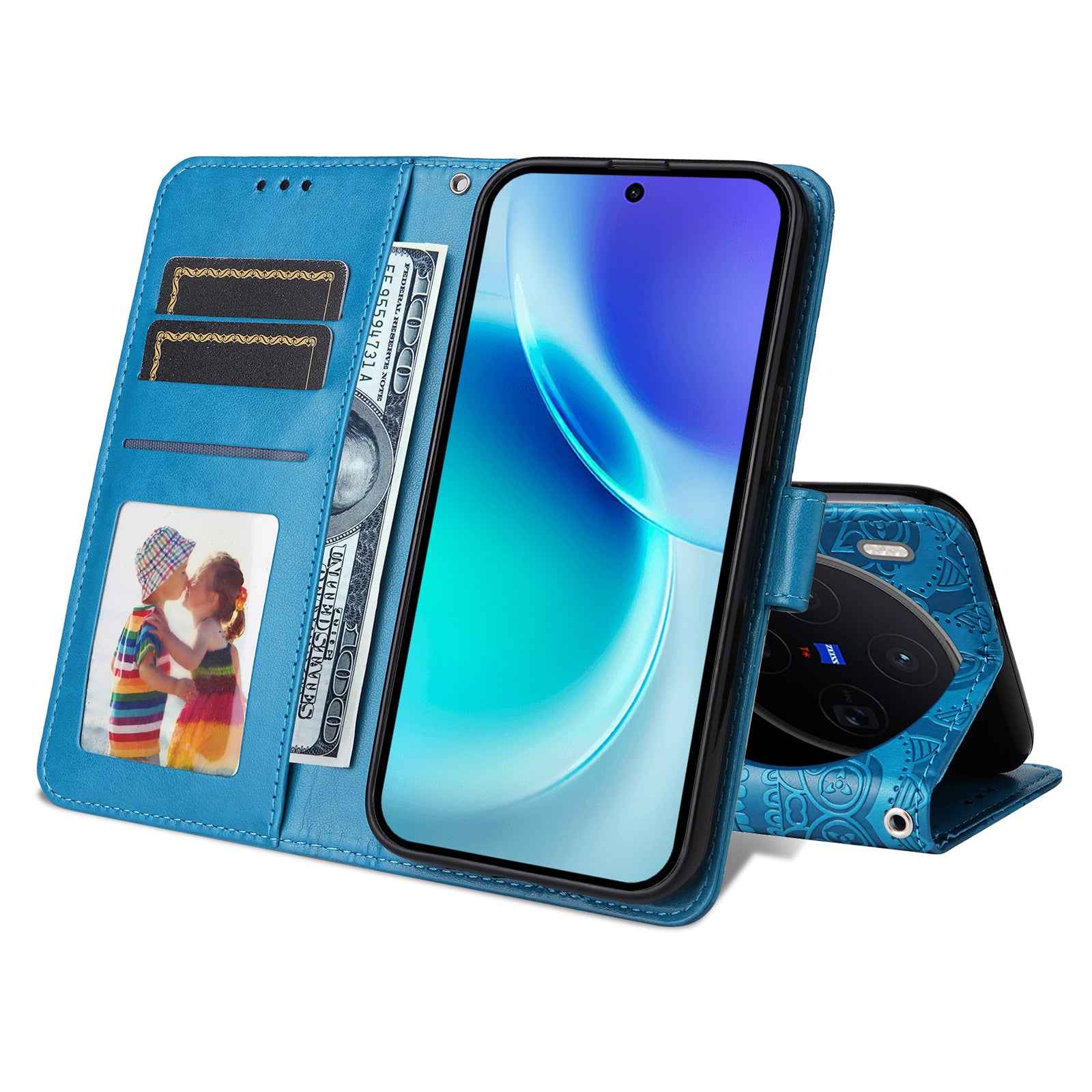 For vivo X300 5G Case Sunflower Imprint Leather Wallet Phone Cover - Blue