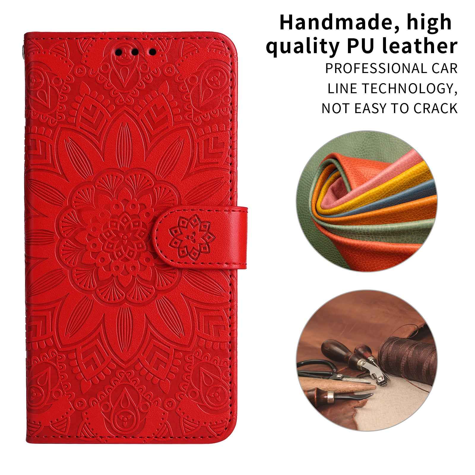 For vivo X300 5G Case Sunflower Imprint Leather Wallet Phone Cover - Red