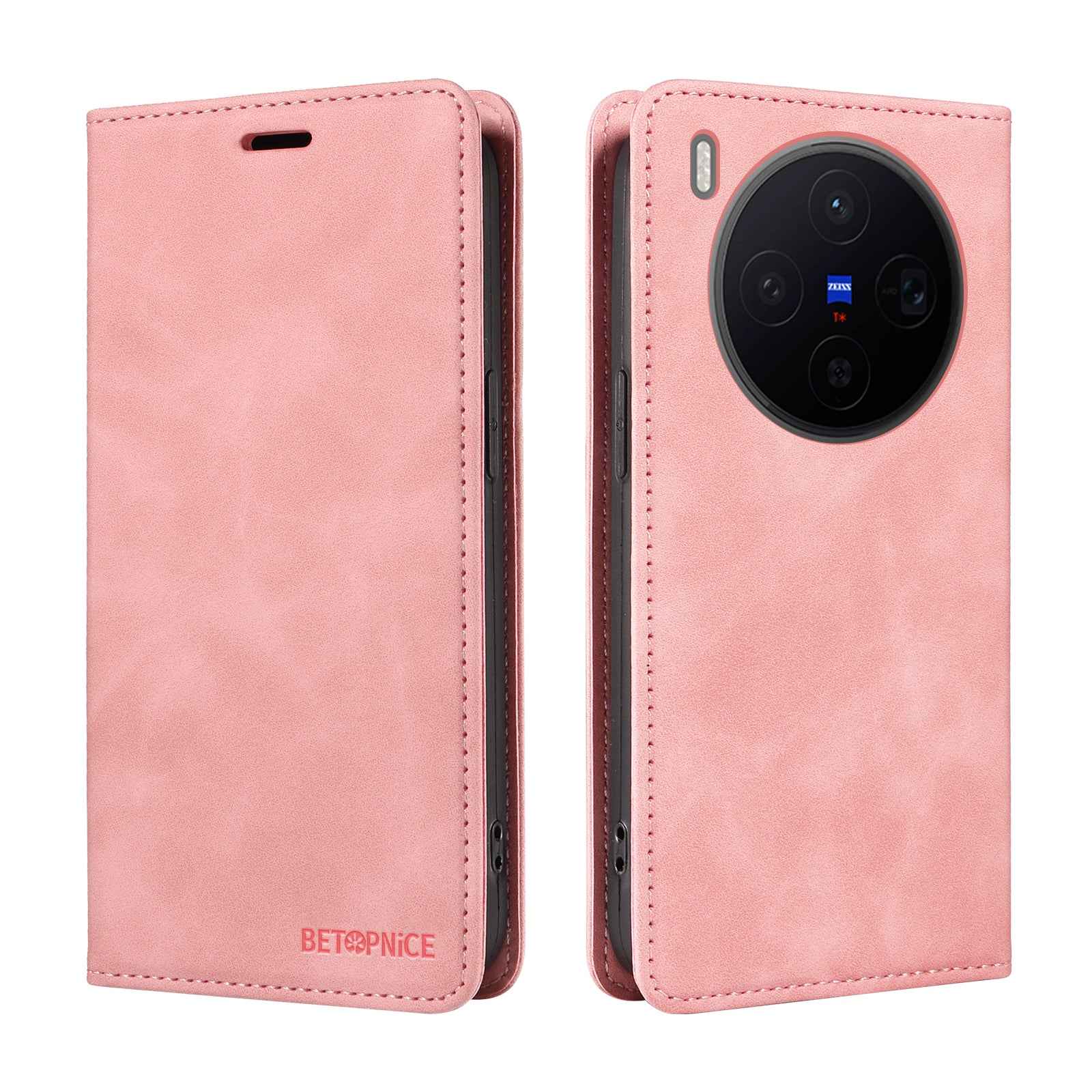BETOPNICE For vivo X300 5G Case  Magnetic Closure RFID Blocking Wallet Stand Leather Phone Cover - Pink