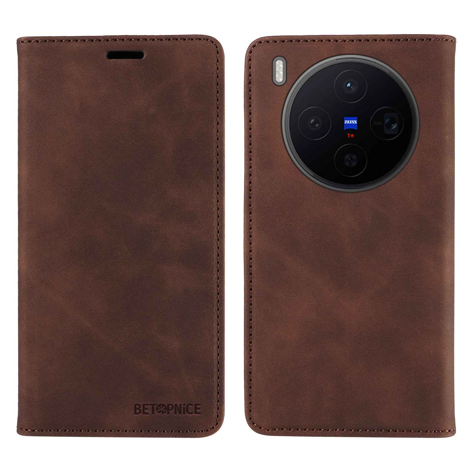 BETOPNICE For vivo X300 5G Case  Magnetic Closure RFID Blocking Wallet Stand Leather Phone Cover - Brown