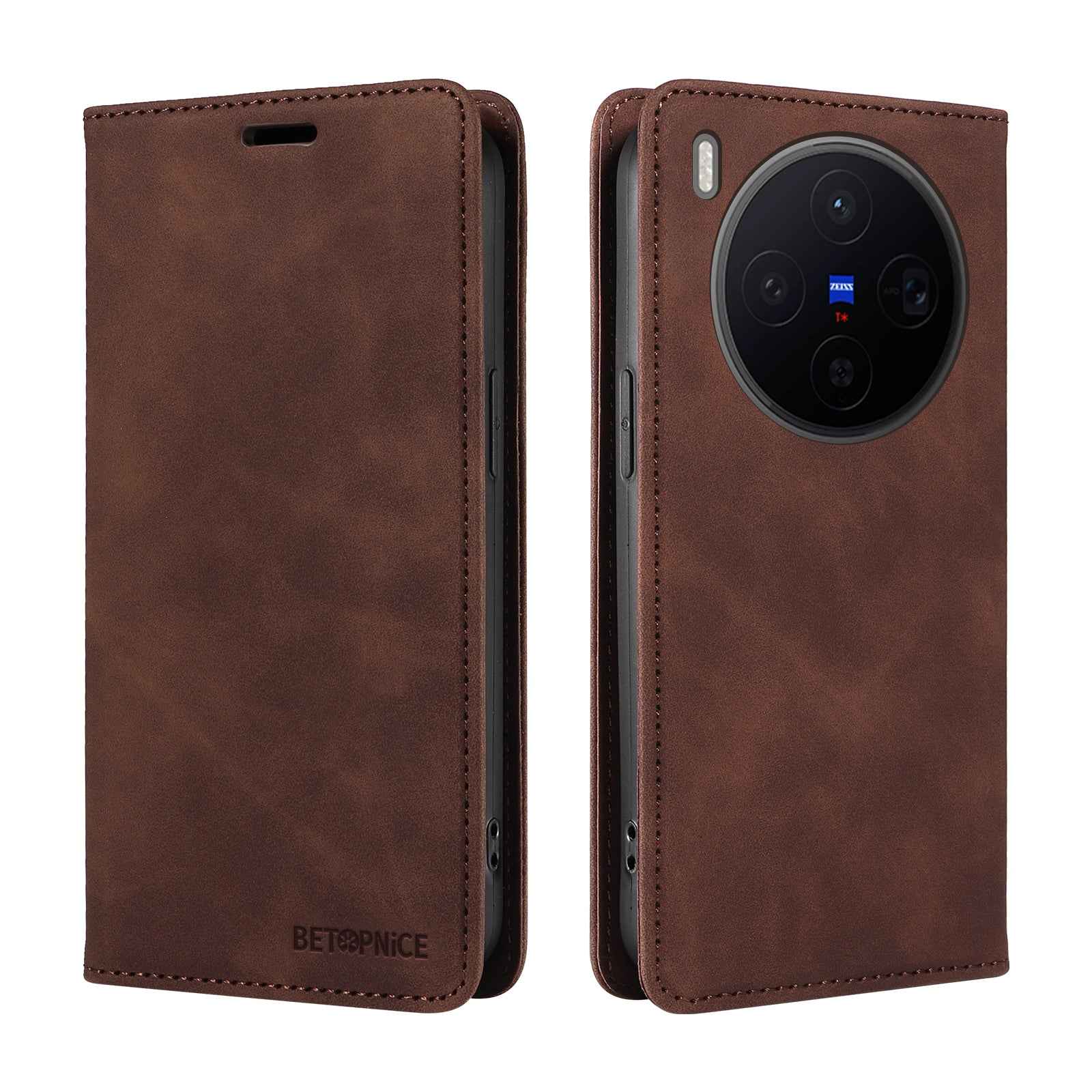 BETOPNICE For vivo X300 5G Case  Magnetic Closure RFID Blocking Wallet Stand Leather Phone Cover - Brown