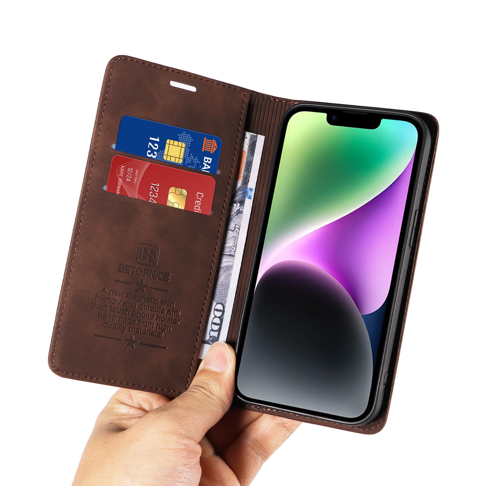 BETOPNICE For vivo X300 5G Case  Magnetic Closure RFID Blocking Wallet Stand Leather Phone Cover - Brown