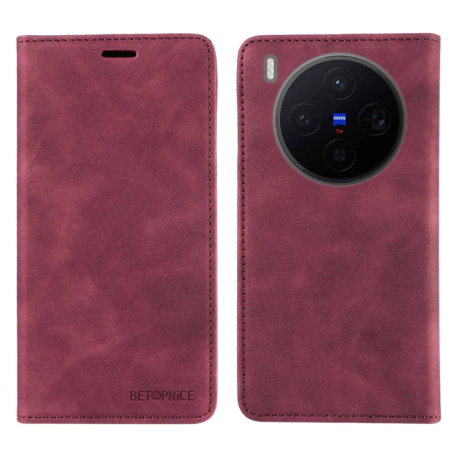 BETOPNICE For vivo X300 5G Case  Magnetic Closure RFID Blocking Wallet Stand Leather Phone Cover - Red