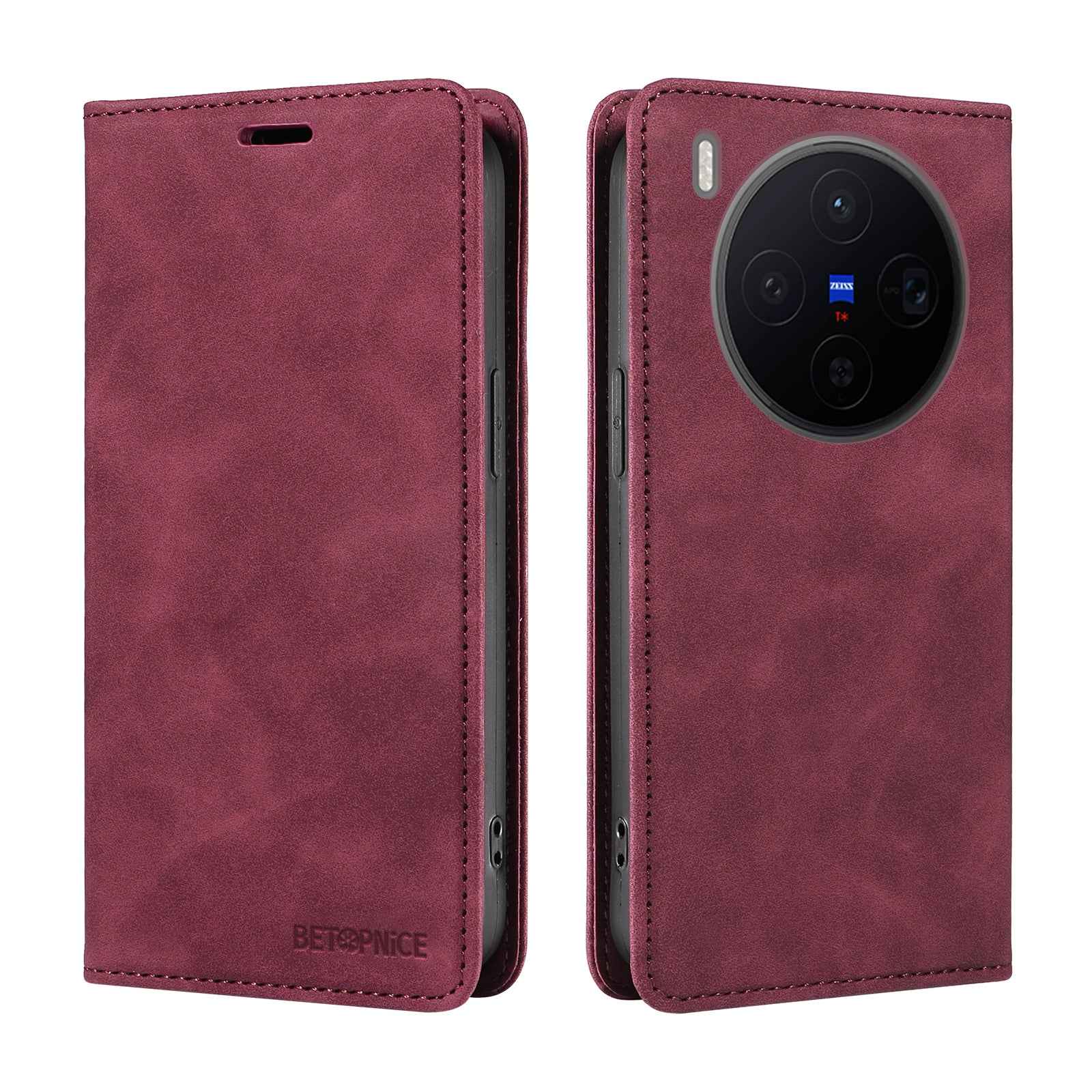 BETOPNICE For vivo X300 5G Case  Magnetic Closure RFID Blocking Wallet Stand Leather Phone Cover - Red