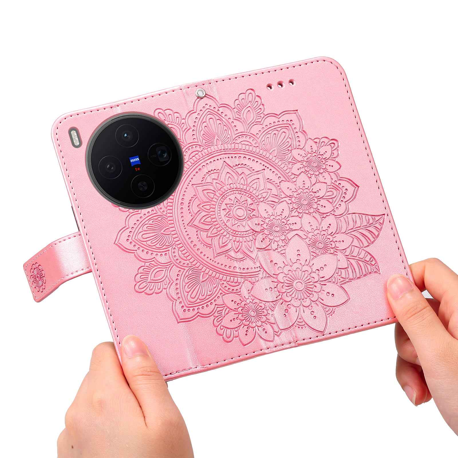 For vivo X300 5G Case Floral Pattern PU Leather Wallet Stand Phone Cover - Pink