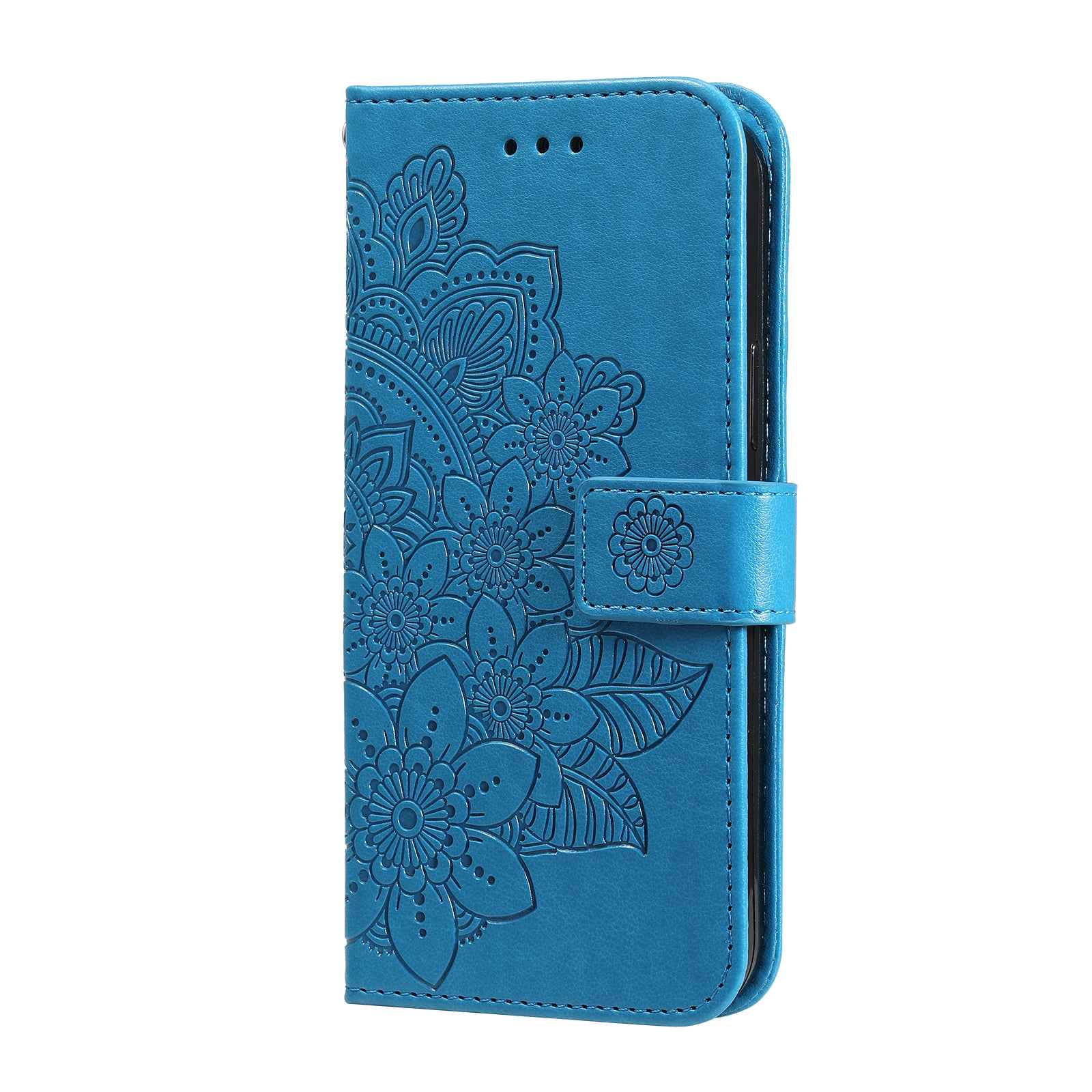 For vivo X300 5G Case Floral Pattern PU Leather Wallet Stand Phone Cover - Blue
