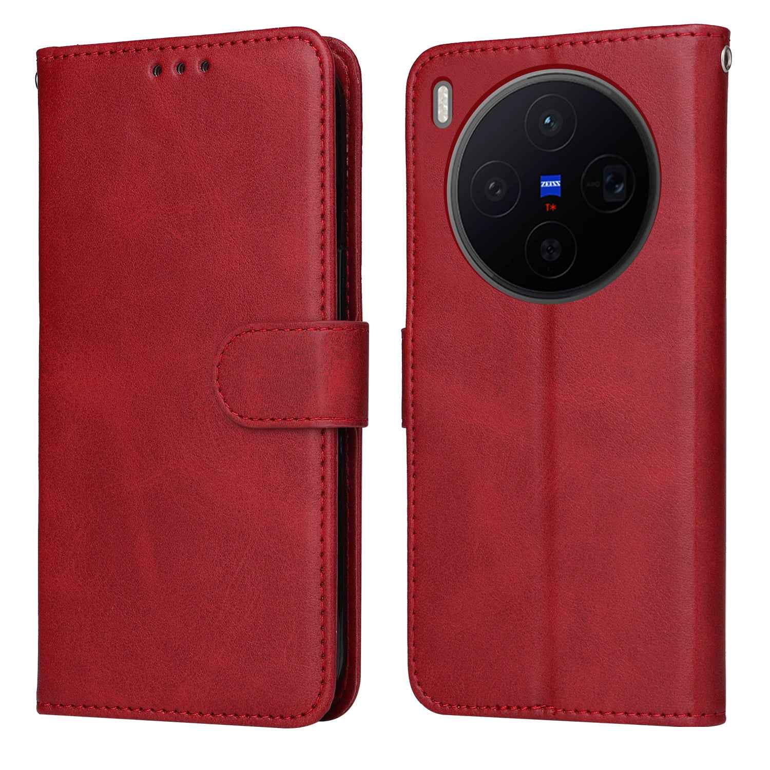 For vivo X300 5G Case Wallet PU Leather Folio Flip Phone Cover - Red