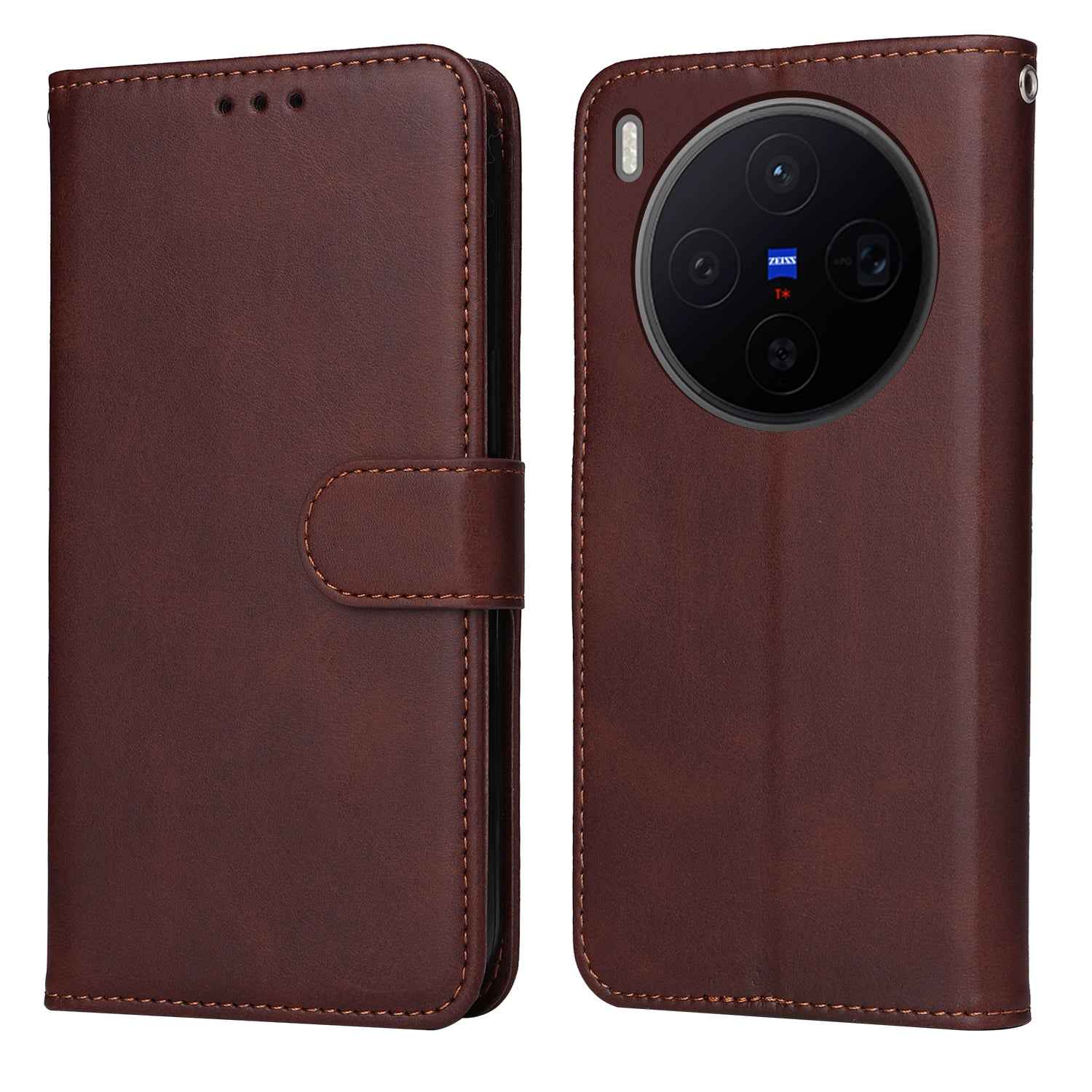 For vivo X300 5G Case Wallet PU Leather Folio Flip Phone Cover - Brown