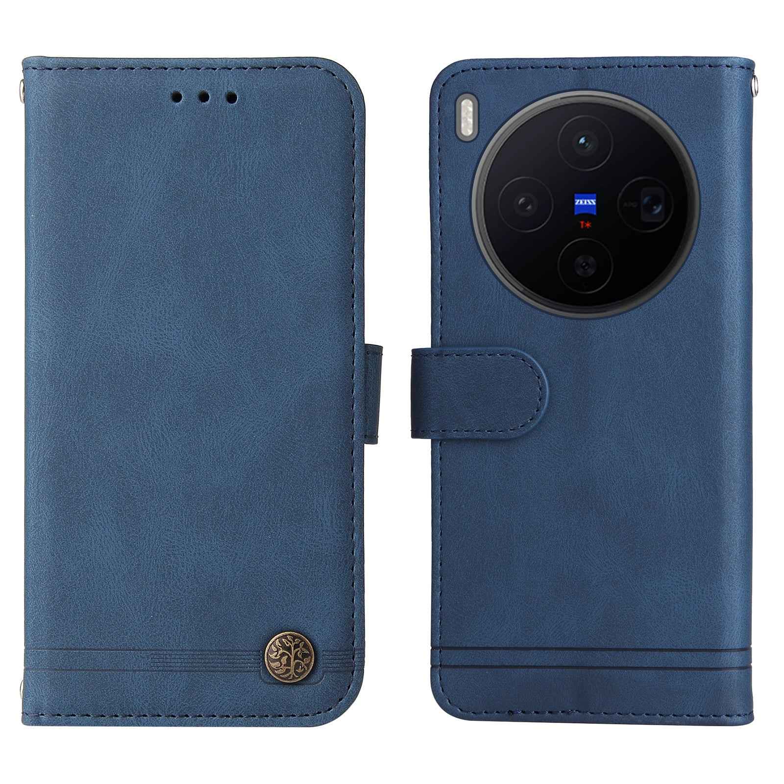 For vivo X300 5G Leather Wallet Cases Skin Touch Phone Cover Stand with Strap - Blue