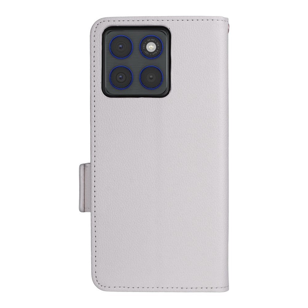 For Motorola Edge 70 5G Case Litchi Texture Wallet Leather Phone Cover with Wrist Strap - White