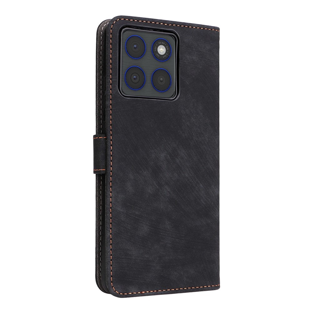 For Motorola Edge 70 5G Case Wallet RFID Blocking PU Leather Phone Cover Stand with Strap - Black