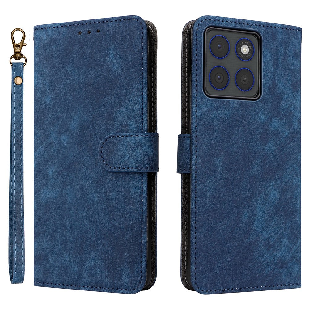 For Motorola Edge 70 5G Case Wallet RFID Blocking PU Leather Phone Cover Stand with Strap - Blue